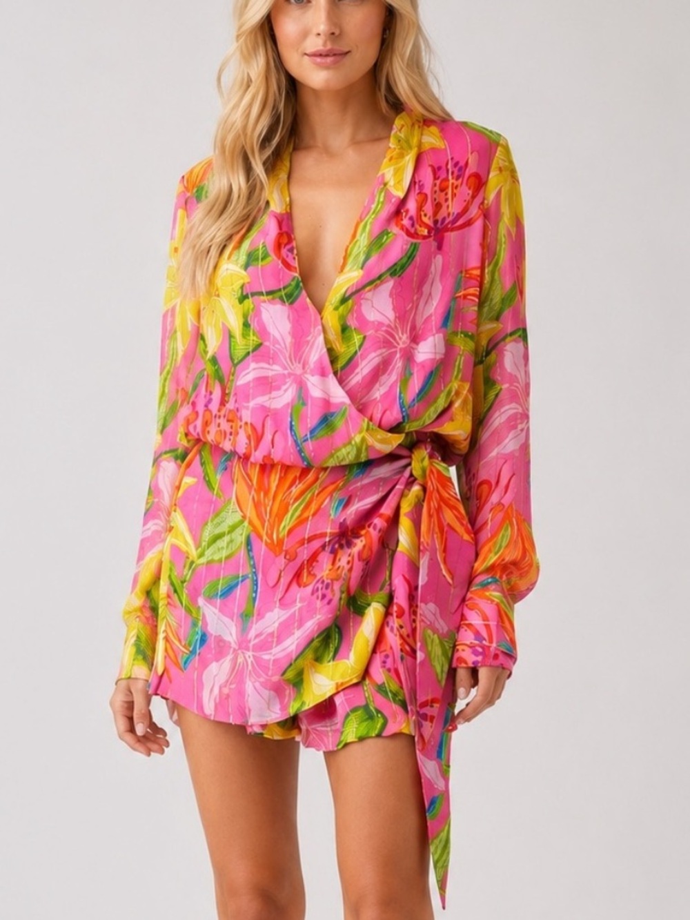 Rococo Sand x Fashionpass Wrap Romper Floral Print Medium 25771